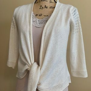 CLAUDIA NICHOLE 100% cashmere small draped open front crème color cardig…